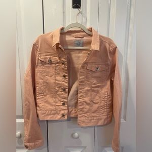 pink/beige denim jacket